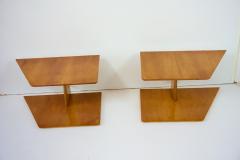 Gio Ponti pair of GIO PONTI elm hanging nightstand tables side tables Hotel Royal 1955 - 2819527