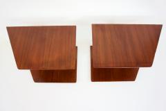 Gio Ponti pair of GIO PONTI oak hanging nightstand tables side tables Hotel Royal 1955 - 3565702