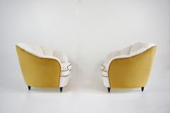 Gio Ponti pair of Gio Ponti velvet bicolor white and yellow armchairs Casa Giardino 1940 - 3188020