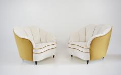 Gio Ponti pair of Gio Ponti velvet bicolor white and yellow armchairs Casa Giardino 1940 - 3188021