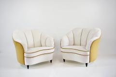 Gio Ponti pair of Gio Ponti velvet bicolor white and yellow armchairs Casa Giardino 1940 - 3188022