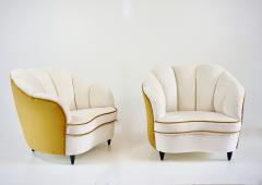 Gio Ponti pair of Gio Ponti velvet bicolor white and yellow armchairs Casa Giardino 1940 - 3188023