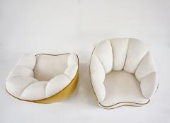 Gio Ponti pair of Gio Ponti velvet bicolor white and yellow armchairs Casa Giardino 1940 - 3188026