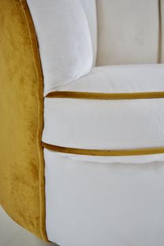 Gio Ponti pair of Gio Ponti velvet bicolor white and yellow armchairs Casa Giardino 1940 - 3188028