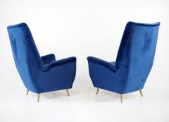 Gio Ponti pair of blu velvet Gio Ponti bergere wingback armchairs by ISA 1950 - 2733050