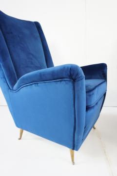 Gio Ponti pair of blu velvet Gio Ponti bergere wingback armchairs by ISA 1950 - 2733056