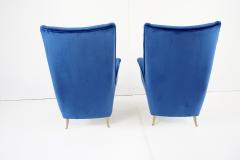 Gio Ponti pair of blu velvet Gio Ponti bergere wingback armchairs by ISA 1950 - 2733057