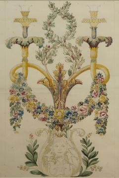 Giocondo Albertolli A very rare wall light design in watercolor attributed to Giocondo Albertolli - 4723121