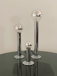 Gioffredo Reggiani Italian Space Age Chrome Pillar Lamps a Set of 3 - 4462525