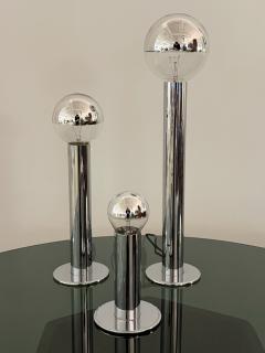 Gioffredo Reggiani Italian Space Age Chrome Pillar Lamps a Set of 3 - 4462526