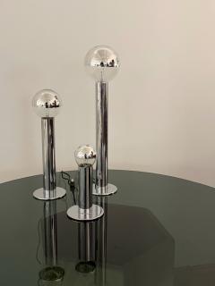 Gioffredo Reggiani Italian Space Age Chrome Pillar Lamps a Set of 3 - 4462529
