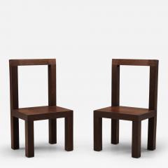 Giorgio Armani Chestnut Constructivist Side Chairs Italy 1990s - 3036212