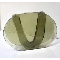 Giorgio Ferro 1970s Vintage Abstract Italian Smoked Amber Murano Glass Oval Flower Vase - 2339600
