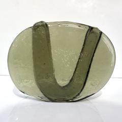 Giorgio Ferro 1970s Vintage Abstract Italian Smoked Amber Murano Glass Oval Flower Vase - 2339605