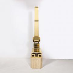 Giorgio Zennaro Modernist Sculpture In Polished Brass on Travertine Base by Giorgio Zennaro - 3275864