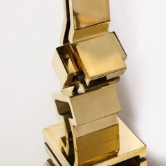 Giorgio Zennaro Modernist Sculpture In Polished Brass on Travertine Base by Giorgio Zennaro - 3275865