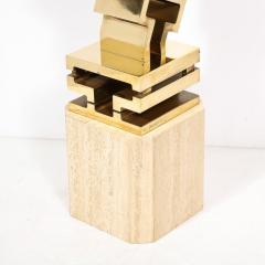 Giorgio Zennaro Modernist Sculpture In Polished Brass on Travertine Base by Giorgio Zennaro - 3275920