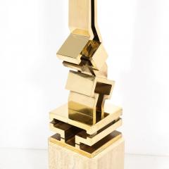 Giorgio Zennaro Modernist Sculpture In Polished Brass on Travertine Base by Giorgio Zennaro - 3275953