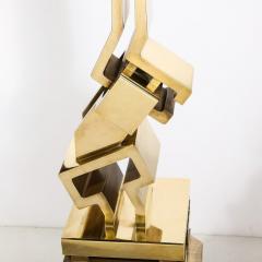 Giorgio Zennaro Modernist Sculpture In Polished Brass on Travertine Base by Giorgio Zennaro - 3276014