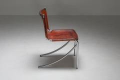 Giotto Stoppino Giotto Stoppino Leather and Chrome Dining Chairs Model Jot 1970s - 1329104