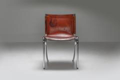 Giotto Stoppino Giotto Stoppino Leather and Chrome Dining Chairs Model Jot 1970s - 1329105