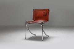 Giotto Stoppino Giotto Stoppino Leather and Chrome Dining Chairs Model Jot 1970s - 1329106