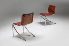 Giotto Stoppino Giotto Stoppino Leather and Chrome Dining Chairs Model Jot 1970s - 1329114