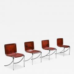 Giotto Stoppino Giotto Stoppino Leather and Chrome Dining Chairs Model Jot 1970s - 1330037