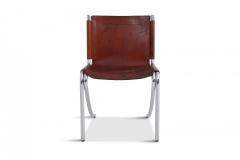 Giotto Stoppino Giotto Stoppino Patinated Red Leather And Chrome Vintage Dining Chairs Model Jot - 844823