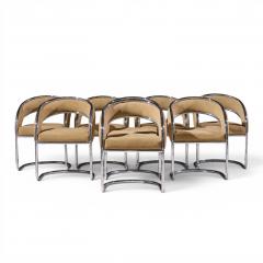 Giotto Stoppino Giotto Stoppino Style Mid Century Chrome Dining Chairs Set of 8 - 4625850