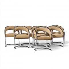 Giotto Stoppino Giotto Stoppino Style Mid Century Chrome Dining Chairs Set of 8 - 4627107