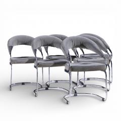 Giotto Stoppino Giotto Stoppino for Kartell Italian Chrome Cantilever Dining Chairs Set of 6 - 4444711