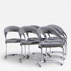 Giotto Stoppino Giotto Stoppino for Kartell Italian Chrome Cantilever Dining Chairs Set of 6 - 4444712