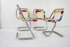 Giotto Stoppino Giotto Stoppino four tubular Chrome Chairs Velvet and Ikat named cobra 1970 - 3654022