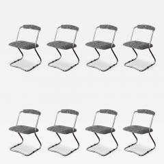 Giotto Stoppino Set Of 8 Chairs By Giotto Stoppino for Tecnosalotto Table In metal and glass - 3700862