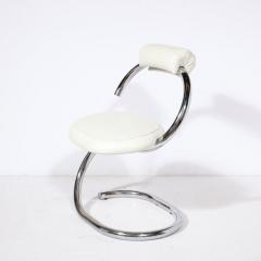 Giotto Stoppino Set of Four Cobra Chairs in Curved Chrome White Leather by Giotto Stoppino - 3197856