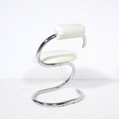 Giotto Stoppino Set of Four Cobra Chairs in Curved Chrome White Leather by Giotto Stoppino - 3197862