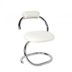 Giotto Stoppino Set of Four Cobra Chairs in Curved Chrome White Leather by Giotto Stoppino - 3198034