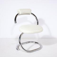 Giotto Stoppino Set of Four Cobra Chairs in Curved Chrome White Leather by Giotto Stoppino - 3198036