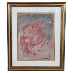 Giovan Francesco Gonzaga Italian Colored Crayons on Paper by Giovan Francesco Gonzaga Horses - 2744902