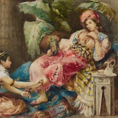 Giovanni Antonio Raggi Orientalist watercolour of a woman and her maid by Giovanni Antonio Raggi - 4397803