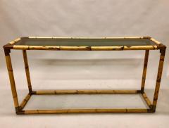 Giovanni Banci 2 Italian Midcentury Bamboo or Rattan and Glass Consoles or Sofa Tables by Banci - 1683850