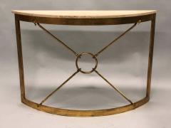 Giovanni Banci 2 Italian Midcentury Gilt Iron Demilune Consoles by Giovanni Banci for Hermes - 1759272