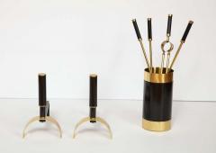 Giovanni Banci Brass and Metal Fireplace Set Tools and Andirons by Giovanni Banci Italy 1970 - 1260328