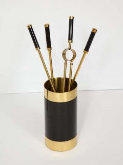 Giovanni Banci Brass and Metal Fireplace Set Tools and Andirons by Giovanni Banci Italy 1970 - 1260333