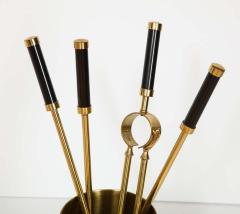 Giovanni Banci Brass and Metal Fireplace Set Tools and Andirons by Giovanni Banci Italy 1970 - 1260339