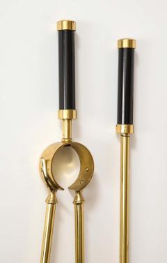 Giovanni Banci Brass and Metal Fireplace Set Tools and Andirons by Giovanni Banci Italy 1970 - 1260342