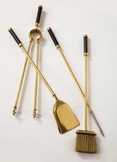 Giovanni Banci Brass and Metal Fireplace Set Tools and Andirons by Giovanni Banci Italy 1970 - 1260345