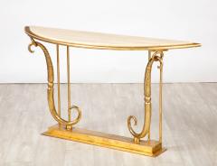 Giovanni Banci Giovanni Banci Neoclassical Gilt Iron Travertine Console Table Italy 1970 - 3362578