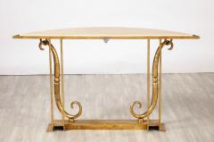 Giovanni Banci Giovanni Banci Neoclassical Gilt Iron Travertine Console Table Italy 1970 - 3362585